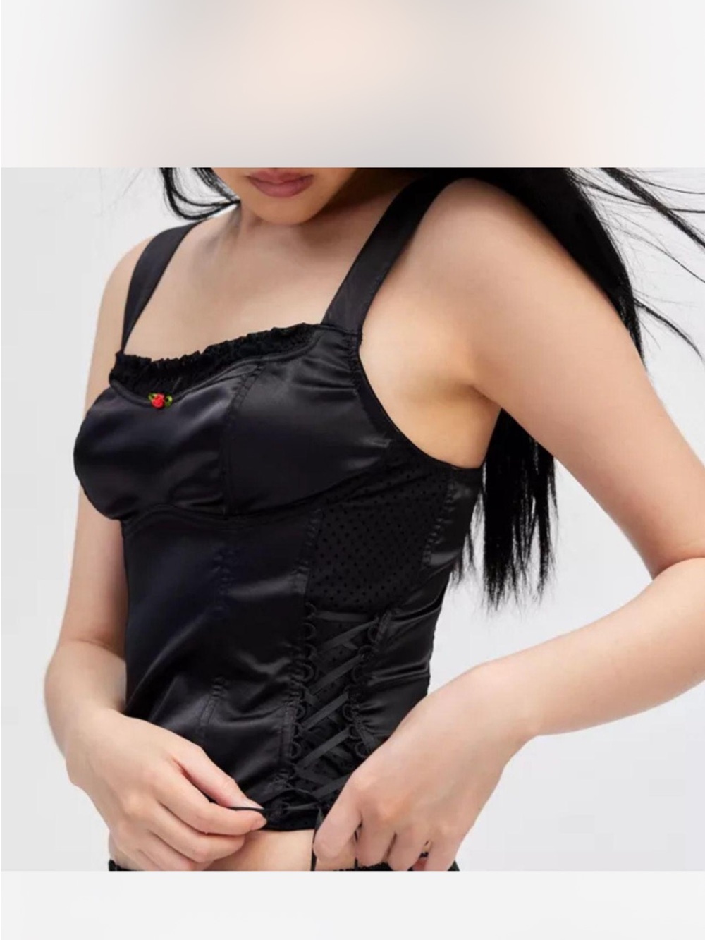 Urban Outfitters Satin Black Corset Top M